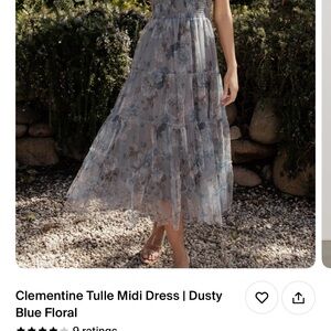 Tulle Midi Dress - Dusty Blue Floral